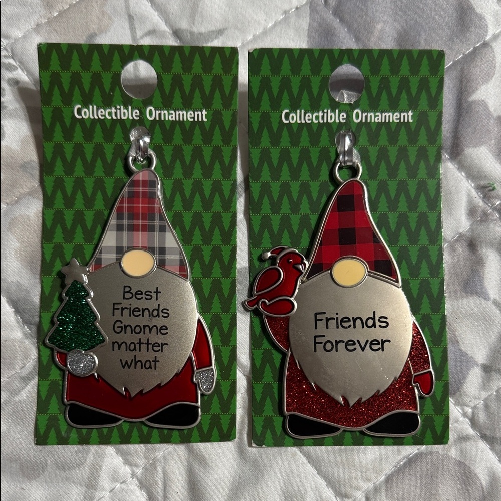 GANZ Gnome Friends Ornament Set - Red and Silver